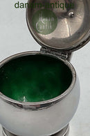 Georg Jensen Pyramide Sterling Sølv Sennepskrukke med Grøn emalje No 632 Harald Nielsen