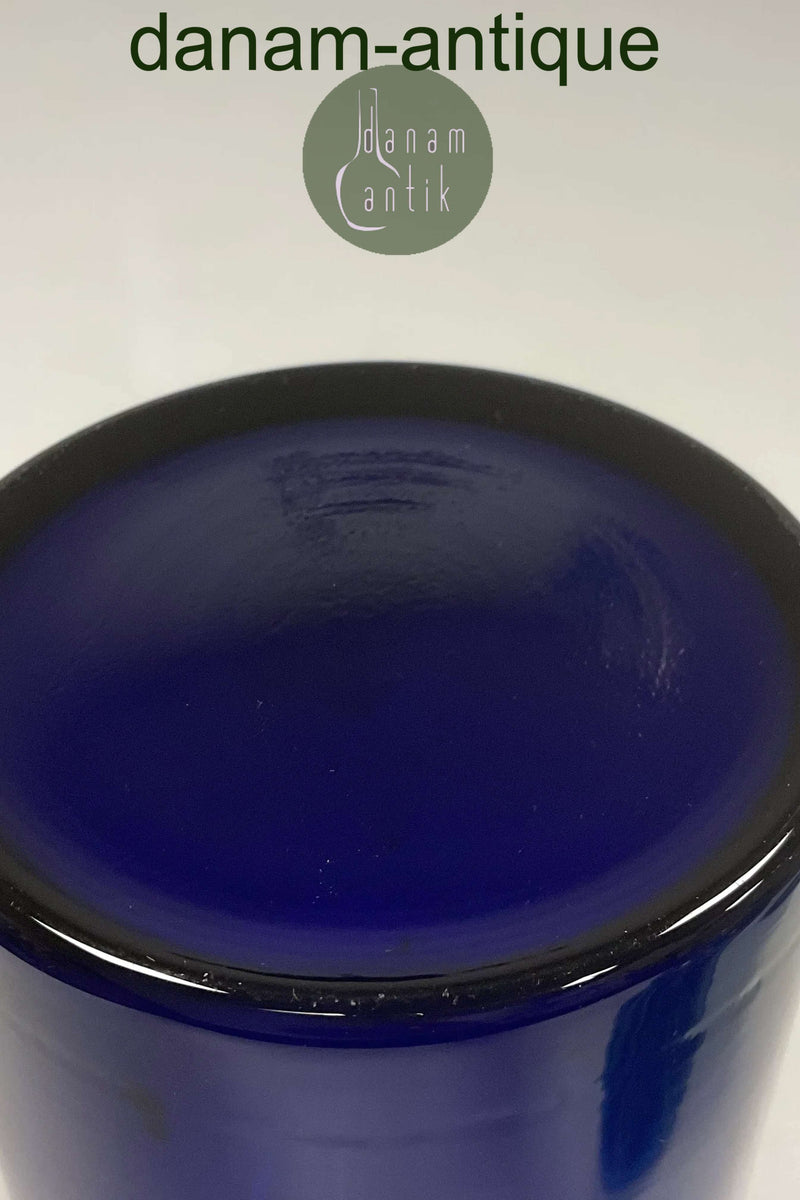 Holmegaard Kunstglas Vase / Flaske af Otto Brauer i blå farve