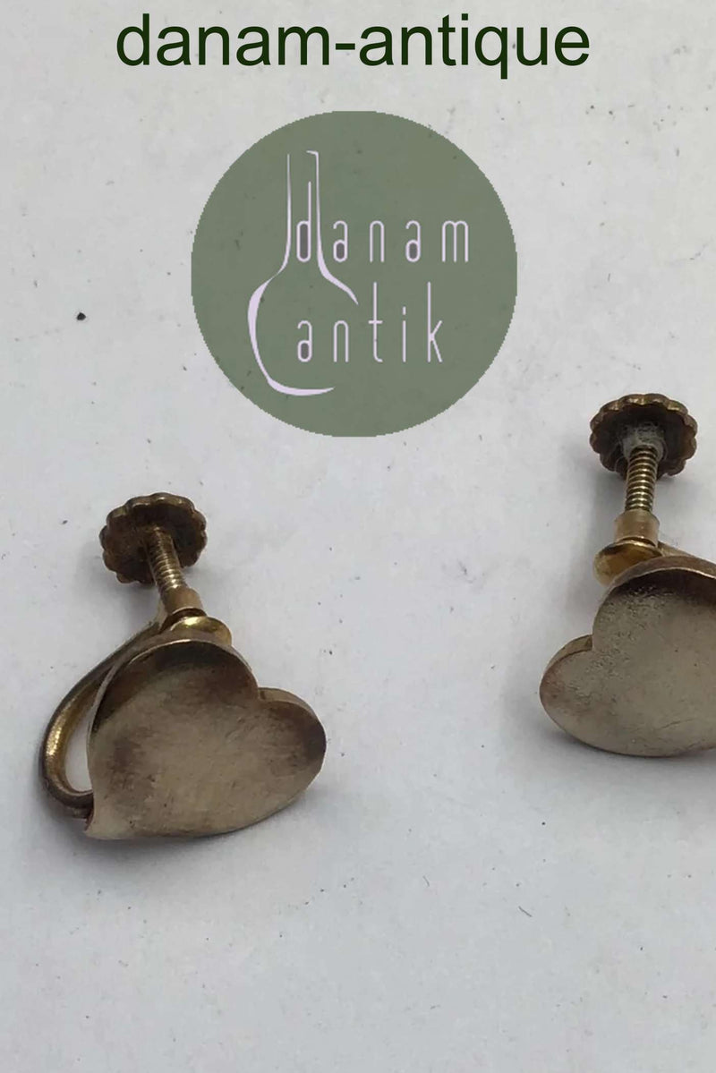 Hans Hansen Sterling Sølv Hjerte Øreringe (Skruer) Forgyldt