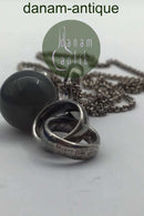 Georg Jensen Sterling Sølv Vedhæng No 473 B &nbsp;Sphere Oliven Agat