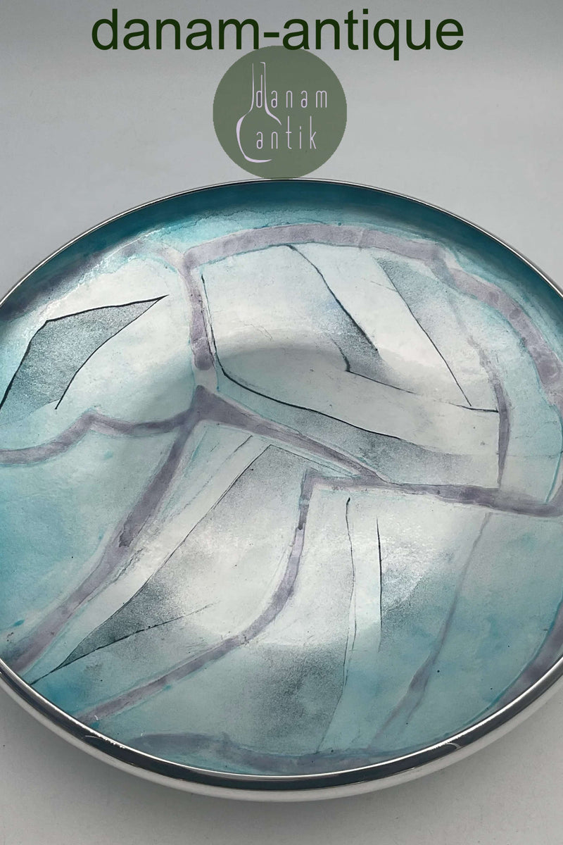 Georg Jensen Sterling Sølv Emalje Skål af Inger Hanmann fra 1986