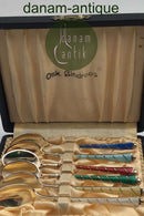 Egon Lauridsen (ELa) Sterling Sølv/Emalje Moccaskeer Forgyldt(6)