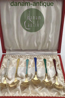 Egon Lauridsen (ELa) Sterling Sølv/Emalje Moccaskeer Forgyldt(6)