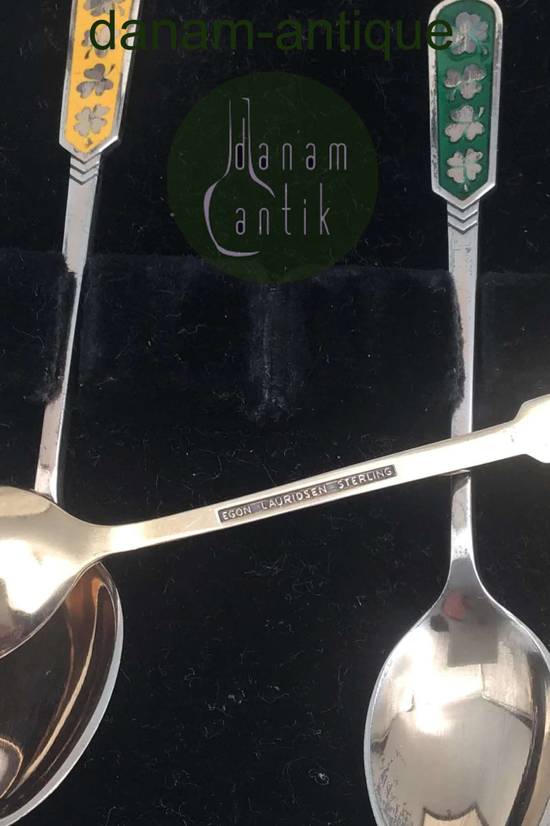 Egon Lauridsen (ELa) Sterling Sølv/Emalje Moccaskeer Forgyldt(6)