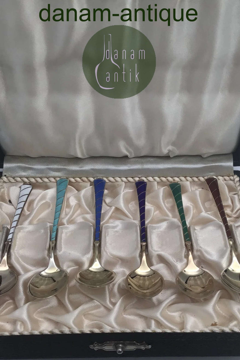 Egon Lauridsen (ELa) Sterling Sølv/Emalje Moccaskeer Forgyldt(6