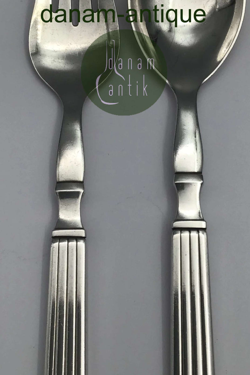 Georg Jensen Sterling Sølv Bernadotte Salatsæt No. 131