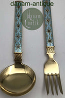 J. Tostrup, Norge Sterling Sølv og Emalje Barnebestiksæt (Forgyldt)