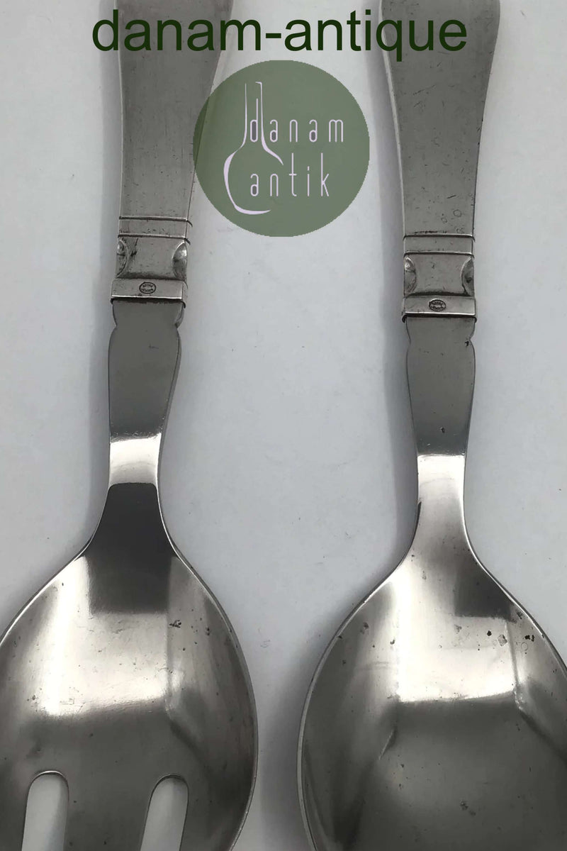 Georg Jensen Sterling Sølv / Stål Antik Salatsæt No. 133