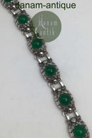 Georg Jensen Sterling Sølv Armlænke No. 57 B (Grøn Agat)