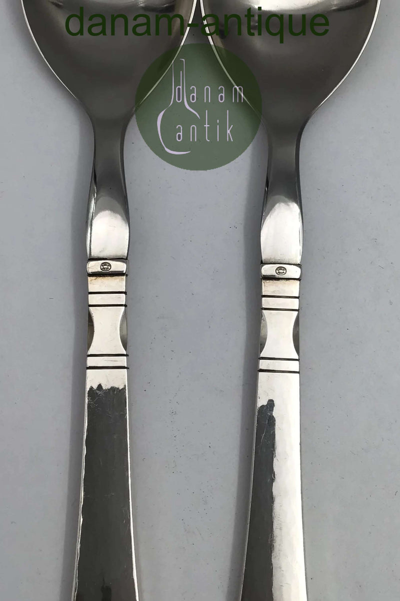 Georg Jensen Sterling Sølv / Stål Antik Salatsæt No. 132