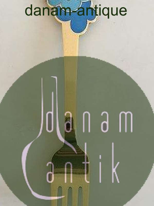 A. Michelsen 1975 Julegaffel Forgyldt Sterling Sølv med Emalje.