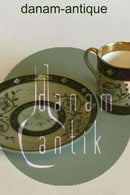 Carl Tielsch / Altwasser Dark brown Mocca cup decorated with flower frieze and gold. From 1875-1909