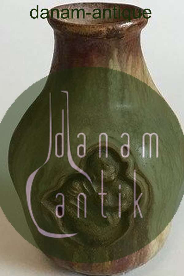 Bode Willumsen Vase med brun og grøn glasur i relief med havfrue No 509 PMN