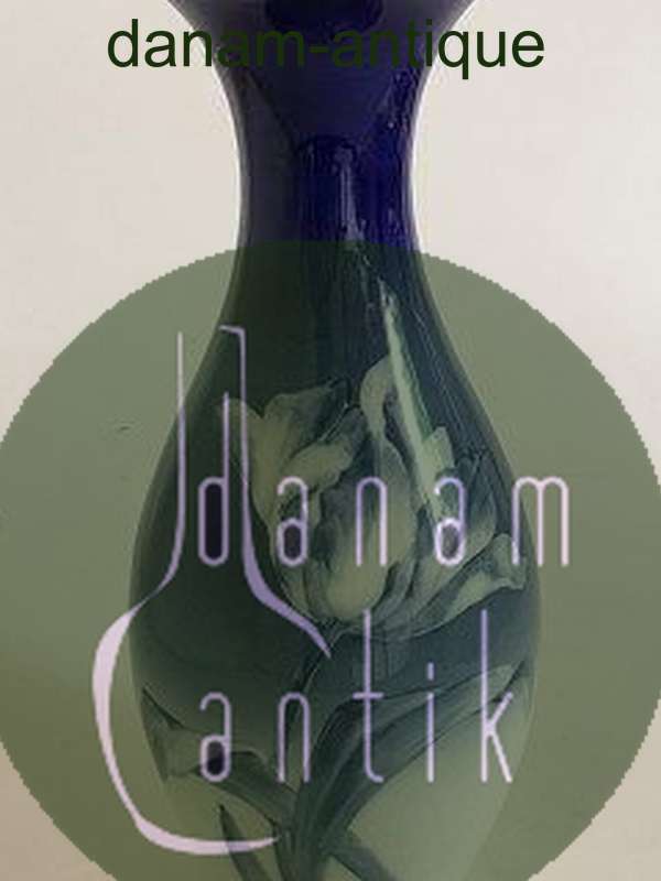 Rørstrand Vase Blå / Hvid med Tulipan Motiv