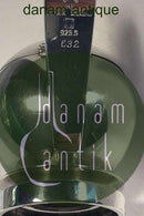 Georg Jensen Pyramide Sterling Sølv Sennepskrukke med grøn emalje  No 632