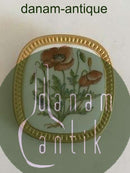 Georg Jensen Forgyldt Sterling Sølv Broche / Vedhæng med Royal Copenhagen Flora Motiv i Porcelæn