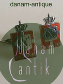 Georg Jensen Konge Mærke Manchetknapper i Sterling Sølv med Emalje.