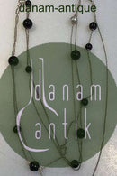 Georg Jensen Sterling Silber & Onyx 2-reihige Kugel-Halskette