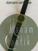 Ole Kortzau für Georg Jensen 18K Gold Damenuhr mit schwarzem Lederarmband Nr 1359