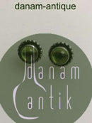 ジョージ ジェンセン スターリング シルバー スタッド ピアス No 9B クリアグリーン ストーン付き