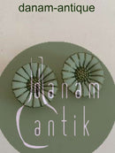 Anton Michelsen Daisy/Marguerite Earclips in gilded Sterling Silver and Enamel