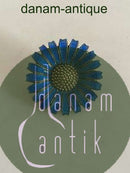 Anton Michelsen Forgyldt Sølv Margueritte Broche med Blå Emalje.