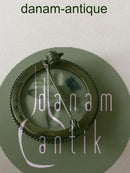 Royal Copenhagen Porcelain Button in Silver Mounting with Yellow Rose Decoration.