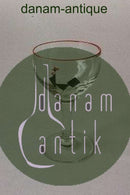 Holmegaard Likørglas dekoreret med sort hane og rød rand.