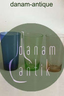 3 Vandglas af blåt, grønt og orange glas Holmegaard