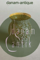 Glasvase, Gul med hvid dekoration