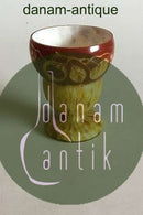 Glasvase, ravfarvet, bordeaux og hvid