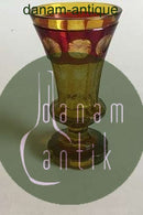 Glasvase, Gul og Rød med sleben dekoration