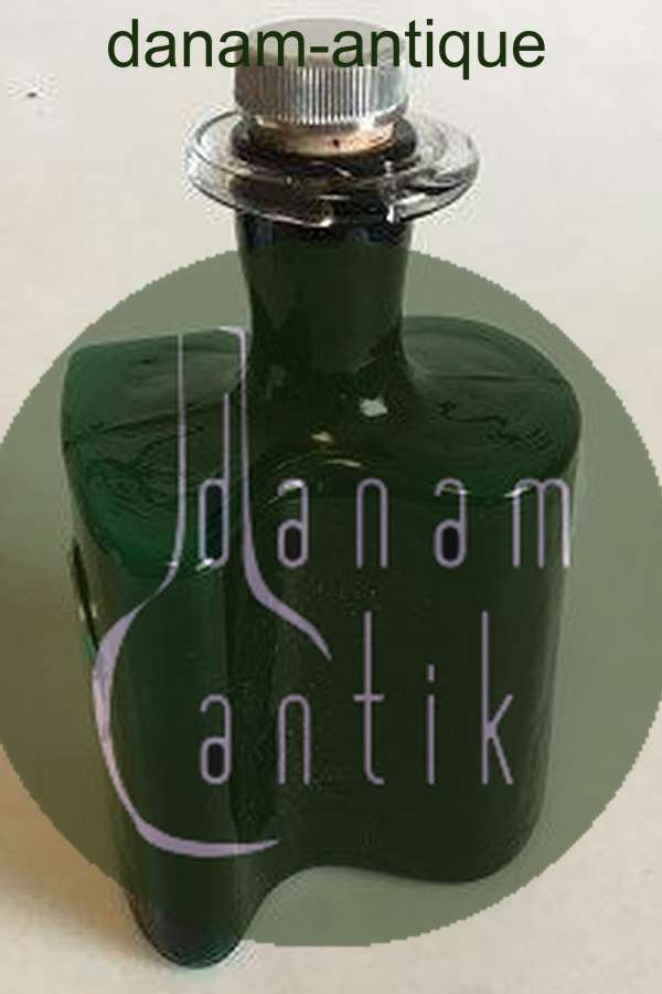 Holmegaard Hiverten af grønt glas med Plakette af Tin fra Just Andersen