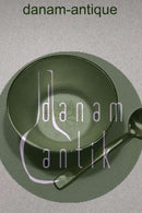 Anton Michelsen Sterling Sølv Saltkar og saltske (Hvid emalje)