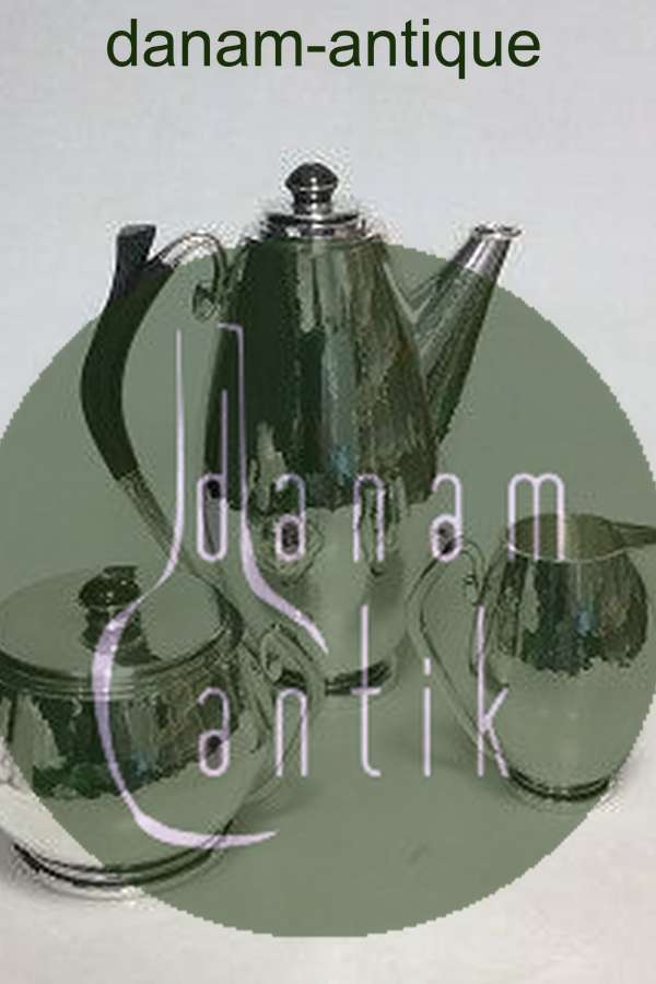 Hans Hansen Sterling Sølv Kaffesæt med Kaffekande, Sukkerskål og Flødekande no 170 fra 1935 designet af Karl Gustav Hansen