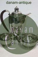 Theodor Sabroe Art Deco Danish Silver Coffee Set with Pot, creamer  and sugar bowl from 1942
