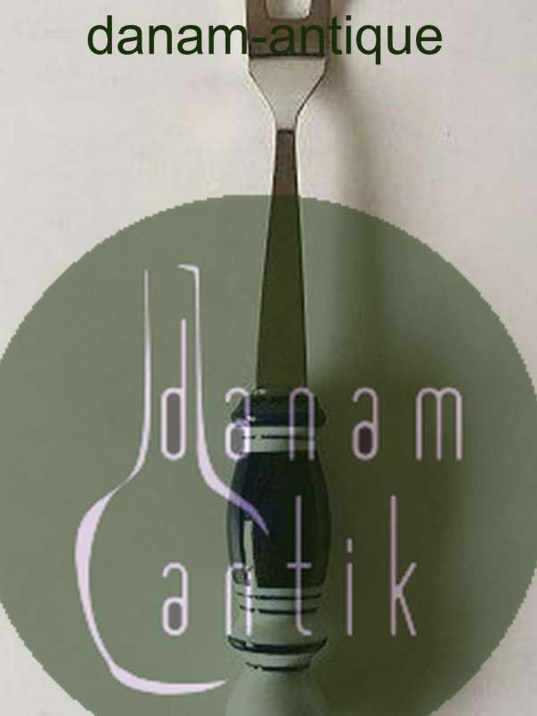 Rosenthal Blå Bjørn Wiinblad Siena Stor Kødgaffel i Keramik og Rustfrit Stål