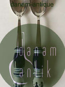 Rosenthal Blå Bjørn Wiinblad Siena Salat Serveringsæt i Keramik og Rustfrit Stål