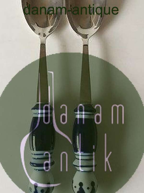 Rosenthal Blå Bjørn Wiinblad Siena Salat Serveringsæt i Keramik og Rustfrit Stål