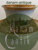 Royal Copenhagen Antike Morgentasse und Untertasse mit handgemaltem Motiv der Börse und der Holmenskirche von 1820-1850.