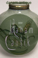 Royal Copenhagen Vase aus Steingut mit Craquelé-Glasur, verziert mit Vögeln und Weizenpflanzen in grüner Glasur, mit Gold besetzt Nr. 5062/3119