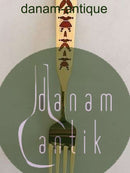 A. Michelsen Christmas Fork 1957 In Gilded Sterling Silver with Enamel