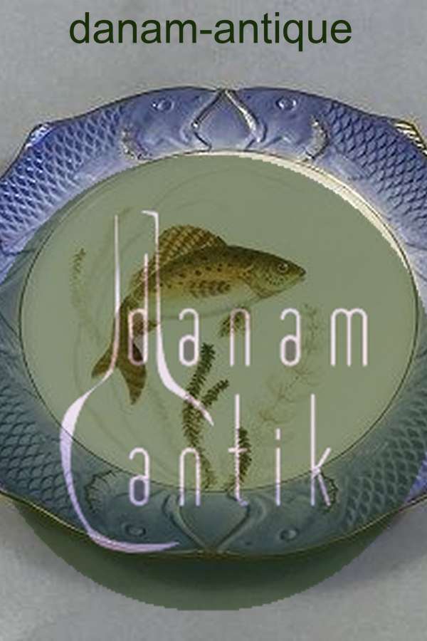 Royal Copenhagen Blå Fisketallerken med Guld No 1212/3002.