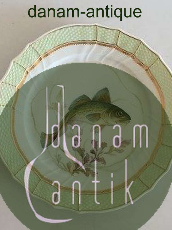 Royal Copenhagen Green Fish Plate No 919/1710 with Gadus Morrhua