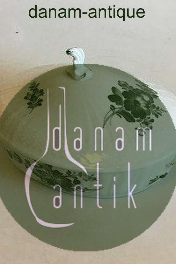 皇家哥本哈根绿花焊接椭圆盖碗 No 1702