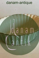 Royal Copenhagen  Oval kanneleret skål Stel med grøn dekoration med guld på form 507(Herregaard)