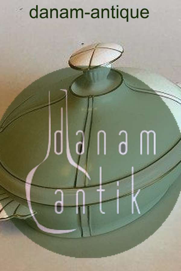 Bing & Grøndahl Oval Terrin med låg Stel med grøn dekoration med guld på form 507(Herregaard)