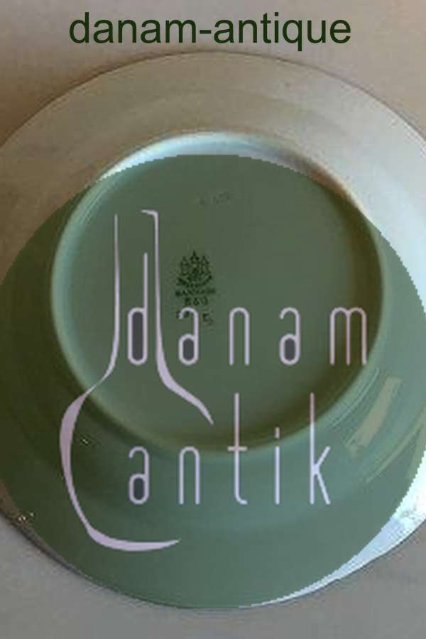 Bing & Grøndahl Desserttallerken No 23 Stel med grøn dekoration med guld på form 507(Herregaard)