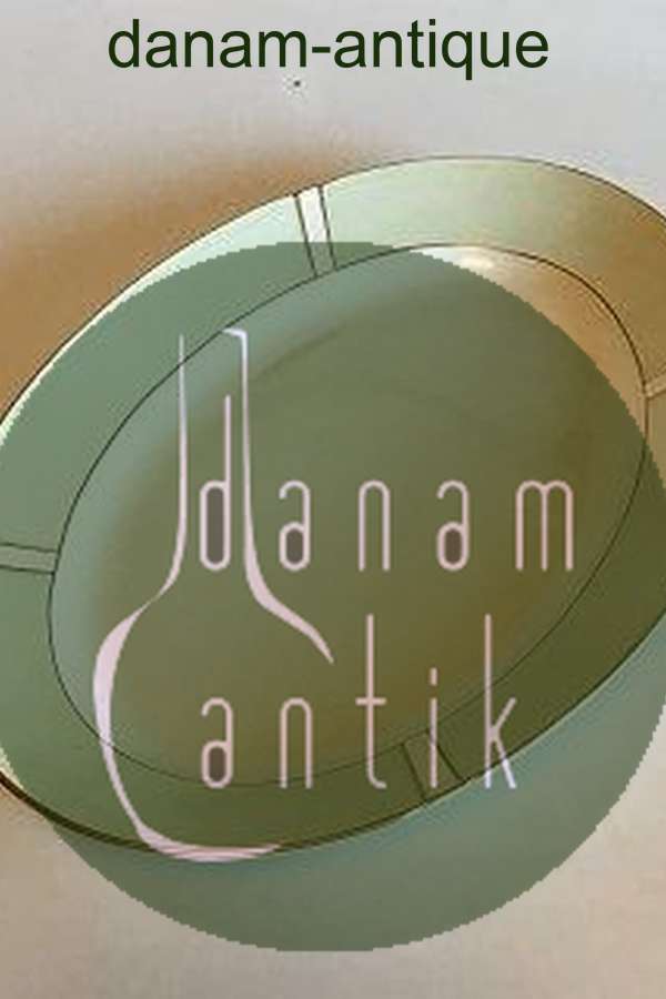 Bing & Grøndahl Ovalt fad No 15 Stel med grøn dekoration med guld på form 507(Herregaard)