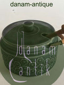 Bing & Grøndahl Kronjyden Blå Azur Låg Potte med Bast Hank